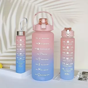 3 kpl Gradient-urheilukäyttöön tarkoitettua vesipulloa - Pinkki-Sininen